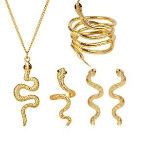 NEW! SNAKE Set of 4: Necklace, Earrings, Bracelet, Ring